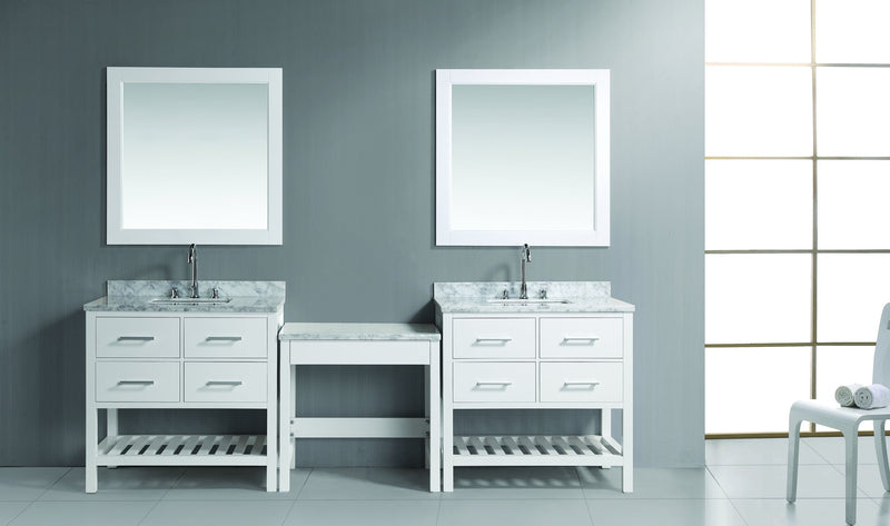 Design Element Two London 36" Single Sink Vanity Set in White with One Make-up table in White