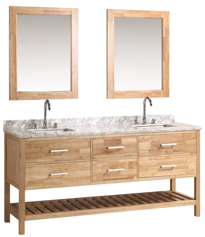 Design Element London 72" Double Sink Vanity Set in Oak Finish