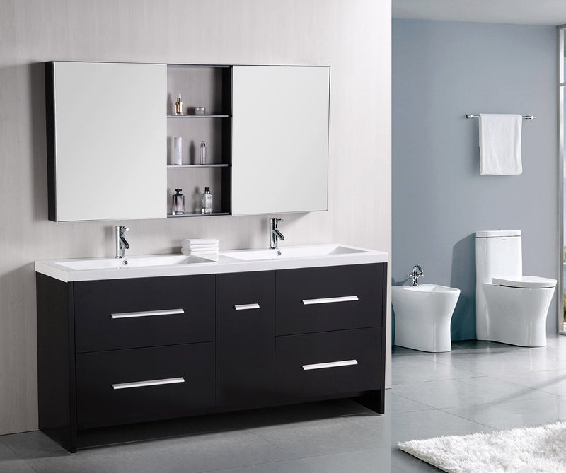 Design Element Perfecta 72" Double Sink Vanity Set in Espresso