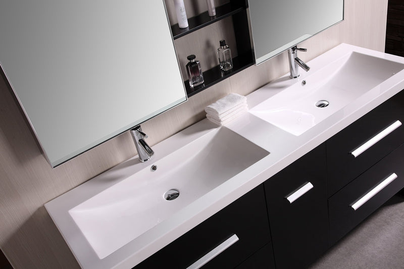 Design Element Perfecta 72" Double Sink Vanity Set in Espresso