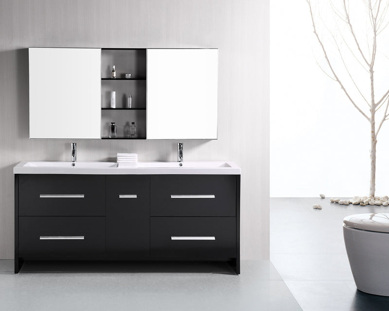 Design Element Perfecta 72" Double Sink Vanity Set in Espresso