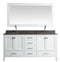 Design Element London 72" Vanity in White with Quartz Vanity Top in Gray with White Basin and Mirror