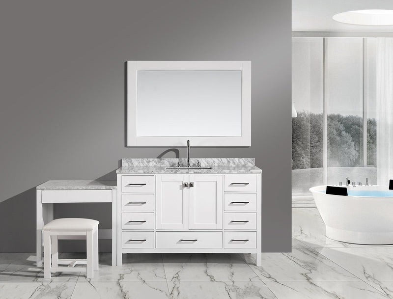 Design Element London 48" Single Sink Vanity Set in White Finish with One Make-up table in White Finish