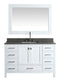 Design Element London 54" Vanity in White with Quartz Vanity Top in Gray with White Basin and Mirror