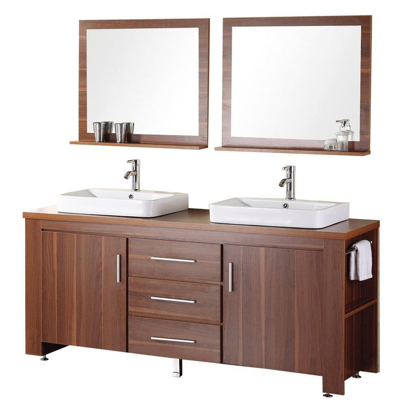 Design Element Washington 72" Double Sink Vanity Set in Toffee