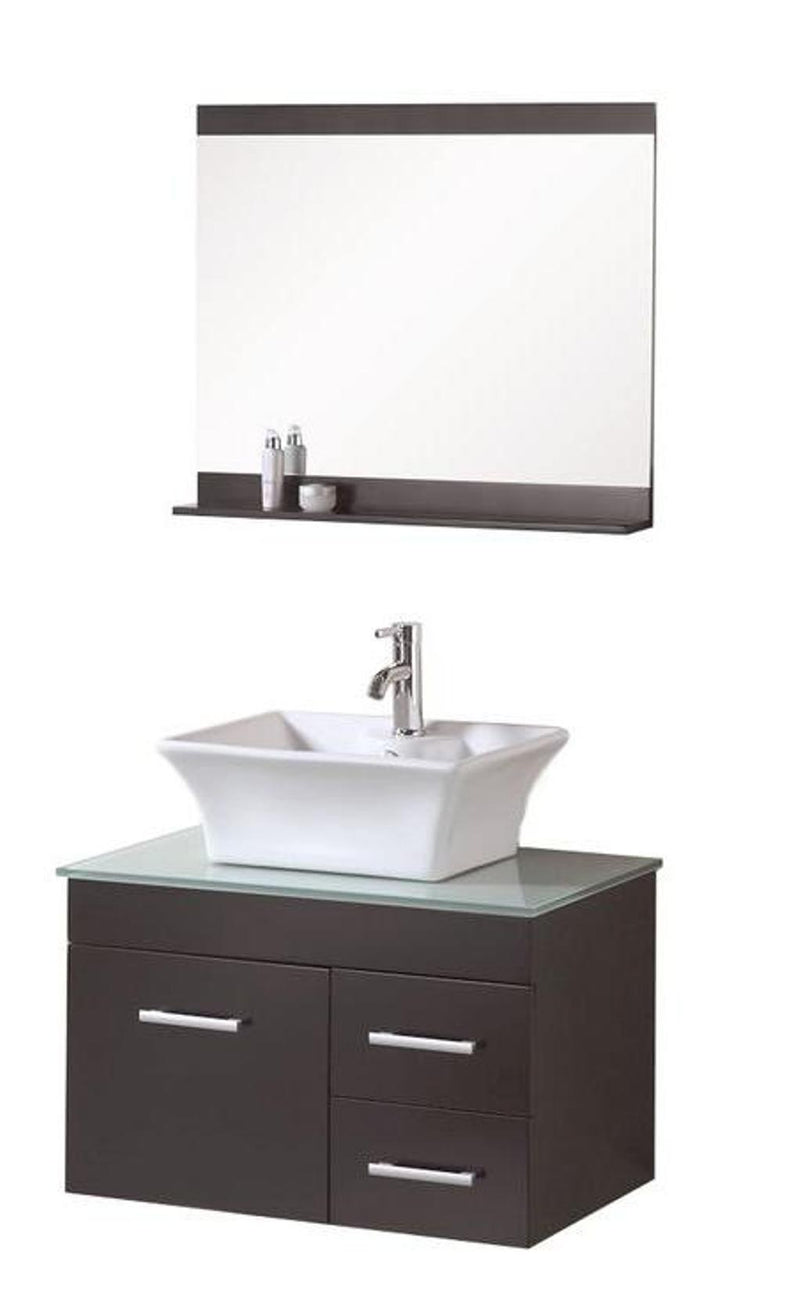Design Element Madrid 30" Single Sink - Wall Mount Vanity Set in Espresso
