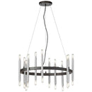 Dainolite 24 Light Incandescent Chandelier Matte Black and Polished Chrome Finish DER-2424C-MB-PC