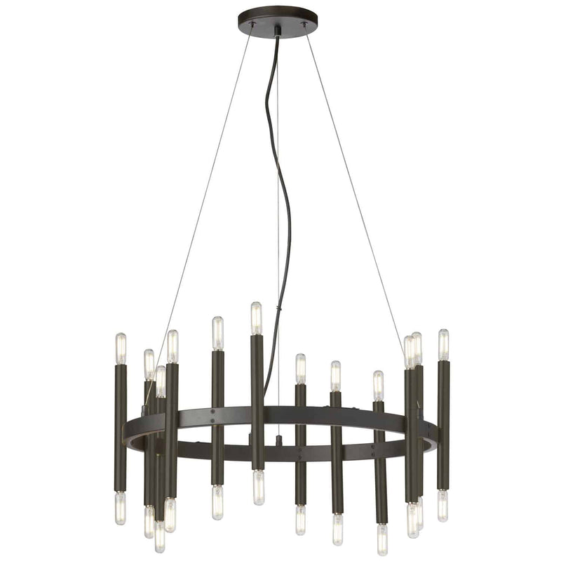 Dainolite 24 Light Incandescent Chandelier Matte Black Finish DER-2424C-MB