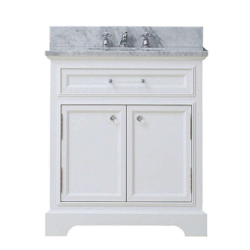 Water Creation 24" Pure White Single Sink Bathroom Vanity with Faucet From The Derby Collection DE24CW01PW-000BX0901