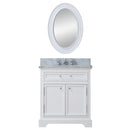 Water Creation 24" Pure White Single Sink Bathroom Vanity with Matching Framed Mirror and Faucet From The Derby Collection DE24CW01PW-O21BX0901