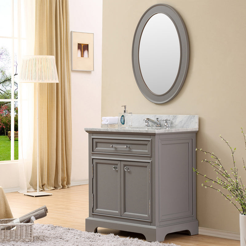 Water Creation 30" Cashmere Gray Single Sink Bathroom Vanity From The Derby Collection DE30CW01CG-000000000