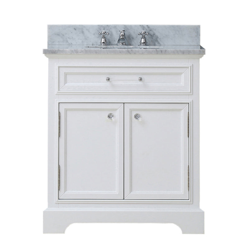 Water Creation 30" Pure White Single Sink Bathroom Vanity From The Derby Collection DE30CW01PW-000000000