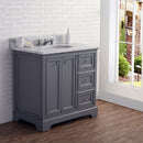 Water Creation 36" Wide Cashmere Gray Single Sink Carrara Marble Bathroom Vanity From The Derby Collection DE36CW01CG-000000000