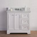 Water Creation 36" Wide Pure White Single Sink Carrara Marble Bathroom Vanity From The Derby Collection DE36CW01PW-000000000