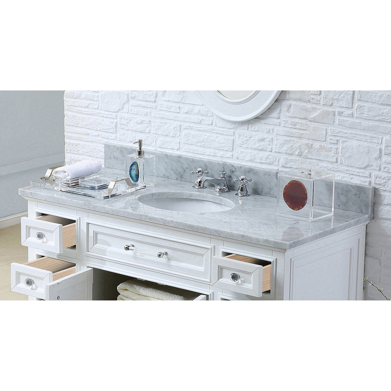 Water Creation 48" Pure White Single Sink Bathroom Vanity with Faucet From The Derby Collection DE48CW01PW-000BX0901