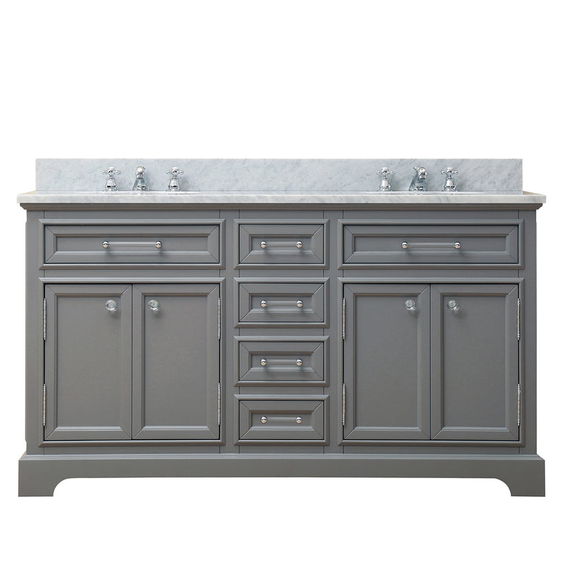 Water Creation 60" Cashmere Gray Double Sink Bathroom Vanity From The Derby Collection DE60CW01CG-000000000