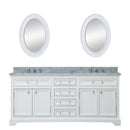 Water Creation 60" Pure White Double Sink Bathroom Vanity with Matching Framed Mirrors and Faucets From The Derby Collection DE60CW01PW-O21BX0901