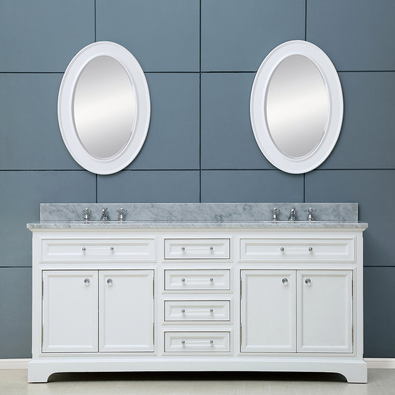 Water Creation 60" Pure White Double Sink Bathroom Vanity From The Derby Collection DE60CW01PW-000000000