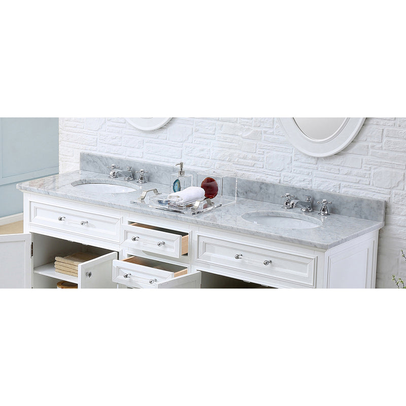 Water Creation 60" Pure White Double Sink Bathroom Vanity From The Derby Collection DE60CW01PW-000000000