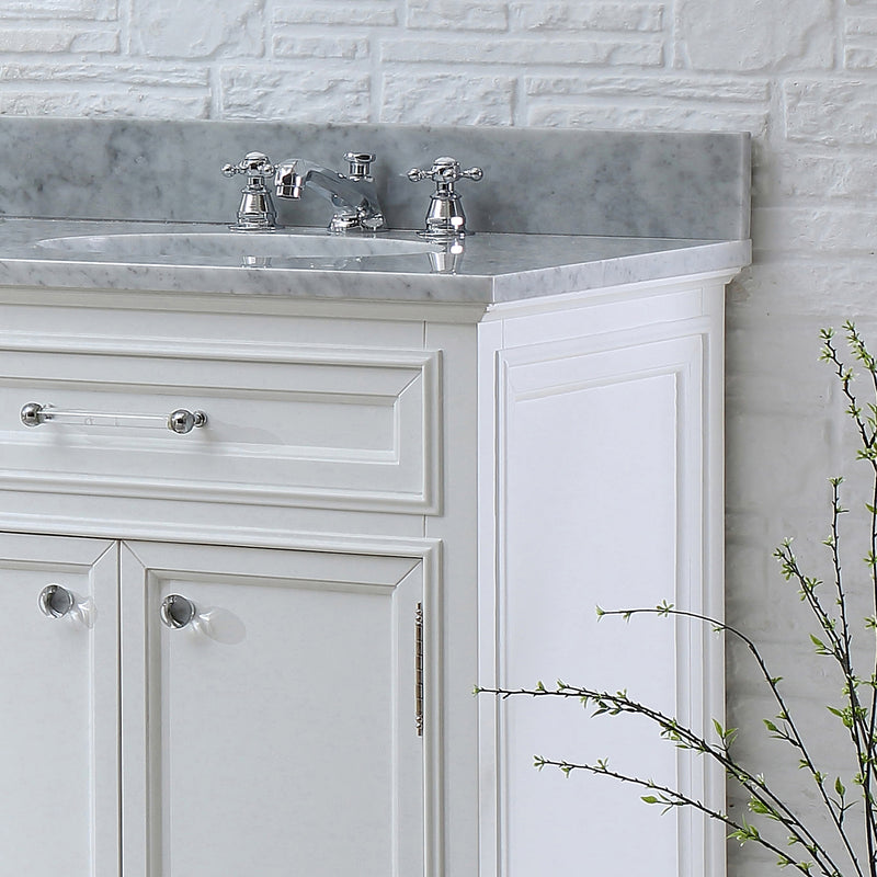 Water Creation 60" Pure White Double Sink Bathroom Vanity From The Derby Collection DE60CW01PW-000000000