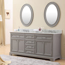 Water Creation 72" Cashmere Gray Double Sink Bathroom Vanity with Matching Framed Mirrors and Faucets From The Derby Collection DE72CW01CG-O24BX0901