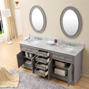 Water Creation 72" Cashmere Gray Double Sink Bathroom Vanity with Matching Framed Mirrors and Faucets From The Derby Collection DE72CW01CG-O24BX0901