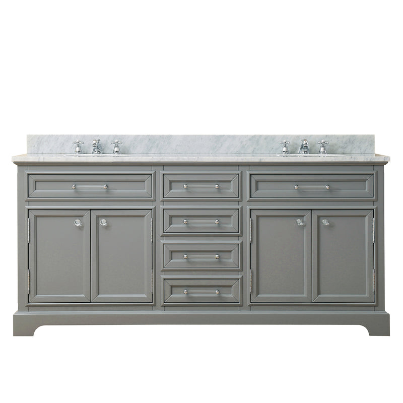 Water Creation 72" Cashmere Gray Double Sink Bathroom Vanity with Faucet From The Derby Collection DE72CW01CG-000BX0901