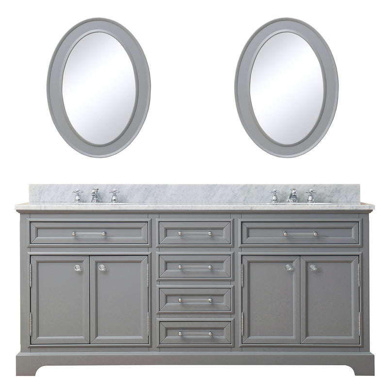 Water Creation 72" Cashmere Gray Double Sink Bathroom Vanity with Matching Framed Mirrors From The Derby Collection DE72CW01CG-O24000000