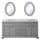 Water Creation 72" Cashmere Gray Double Sink Bathroom Vanity with Matching Framed Mirrors and Faucets From The Derby Collection DE72CW01CG-O24BX0901