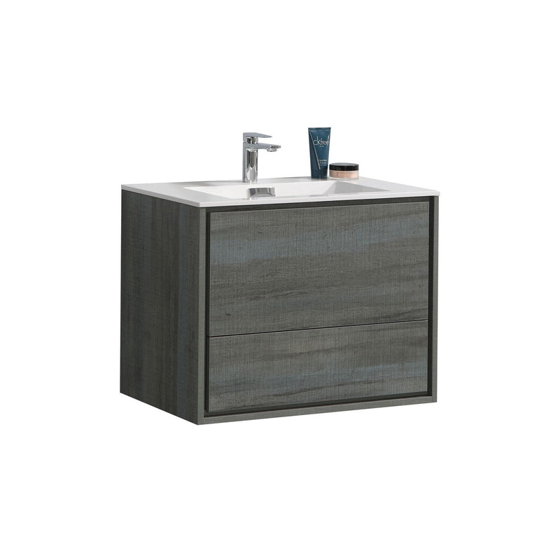 KubeBath DeLusso 30" Ocean Gray Wall Mount Modern Bathroom Vanity DL30-BE