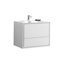 KubeBath DeLusso 30" High Glossy White Wall Mount Modern Bathroom Vanity DL30-GW