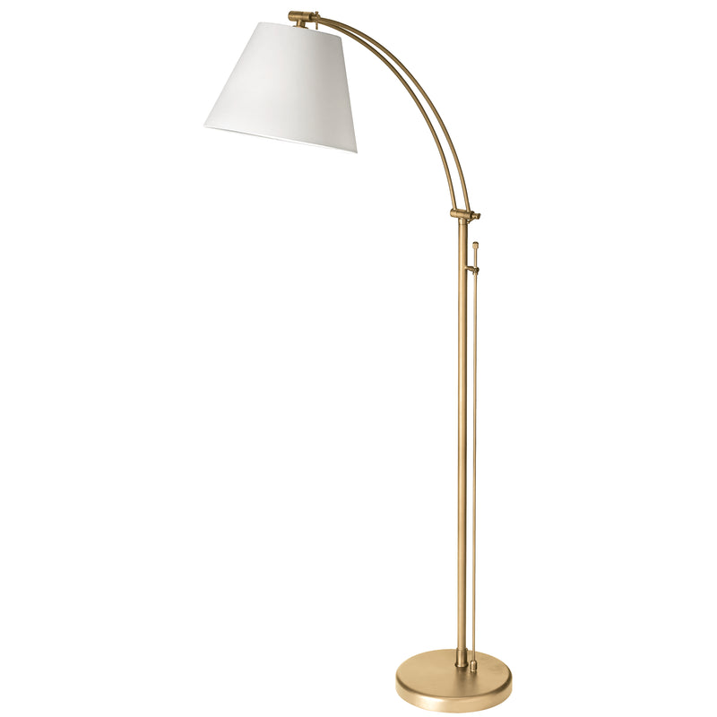 Dainolite 1 Light Incandescent Adjustable Floor Lamp Aged Brass with White Shade DM2578-F-AGB
