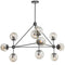 Dainolite 10 Light Chandelier Triangular with Cognac Glass Bk DMI-4410C-BK