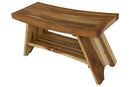 EcoDecors Serenity 35" Teak Wood Shower Bench with Shelf in EarthyTeak Finish