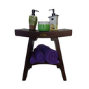 DecoTeak Serenity 18" Eastern Style Teak Shower Bench Stool with Shelf