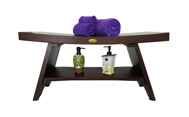 DecoTeak Serenity 35" Eastern Style Teak Shower Bench with Shelf DT103