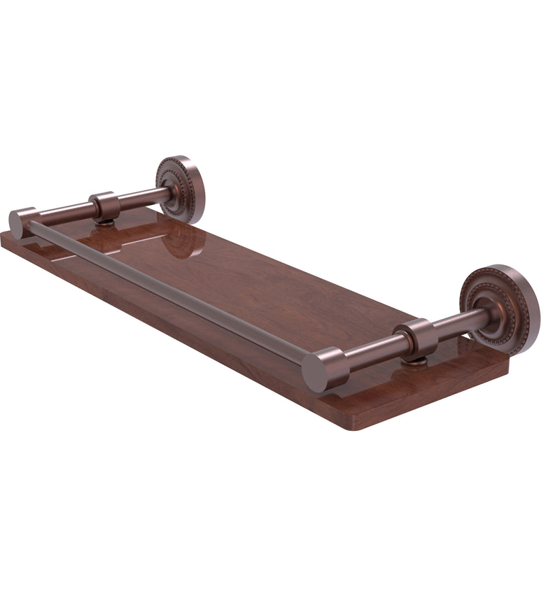 Allied Brass Dottingham Collection 16 Inch Solid IPE Ironwood Shelf with Gallery Rail DT-1-16-GAL-IRW-CA