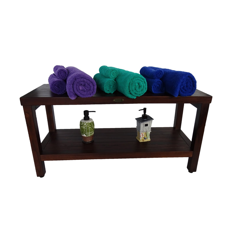 DecoTeak Eleganto 36" Teak Shower Bench with Shelf