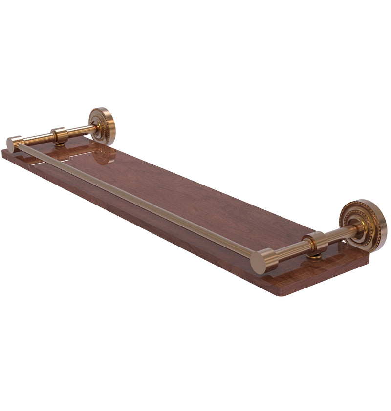 Allied Brass Dottingham Collection 22 Inch Solid IPE Ironwood Shelf with Gallery Rail DT-1-22-GAL-IRW-BBR