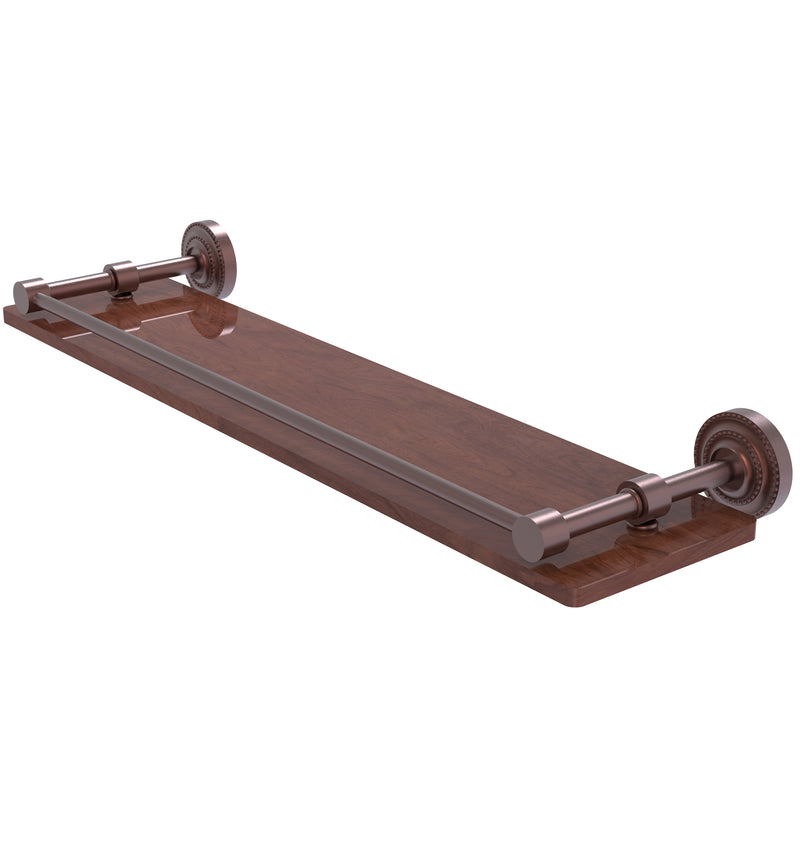 Allied Brass Dottingham Collection 22 Inch Solid IPE Ironwood Shelf with Gallery Rail DT-1-22-GAL-IRW-CA