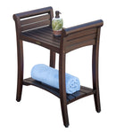 DecoTeak Symmetry 24" Extended Height Contemporary Teak Shower Bench with Shelf and LiftAide Arms