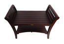 DecoTeak Symmetry 30" Contemporary Teak Shower Bench with Shelf and LiftAide Arms