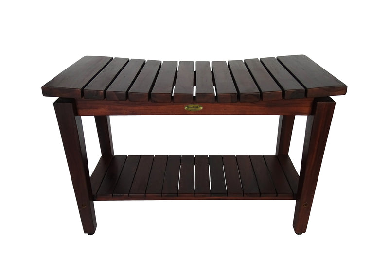 DecoTeak Sojourn 30" Contemporary Teak  Eastern Style Shower Bench with Shelf