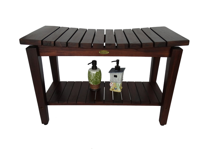 DecoTeak Sojourn 30" Contemporary Teak  Eastern Style Shower Bench with Shelf