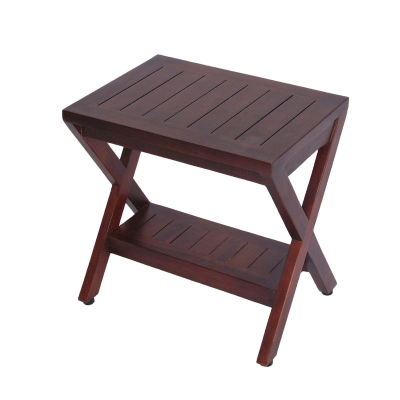 DecoTeak Obliquity Teak Shower Bench with Shelf 18"