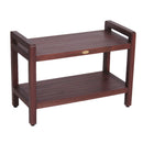 DecoTeak Eleganto 29" Extended LENGTH Ergonomic Teak Shower Stool with LiftAid Arms and Shelf