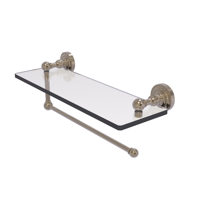 Allied Brass Dottingham Collection Paper Towel Holder with 16 Inch Glass Shelf DT-1PT-16-PEW