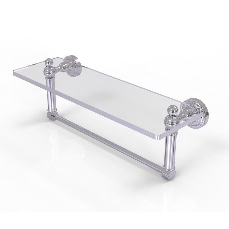 Allied Brass Dottingham 16 Inch Glass Vanity Shelf with Integrated Towel Bar DT-1TB-16-PC