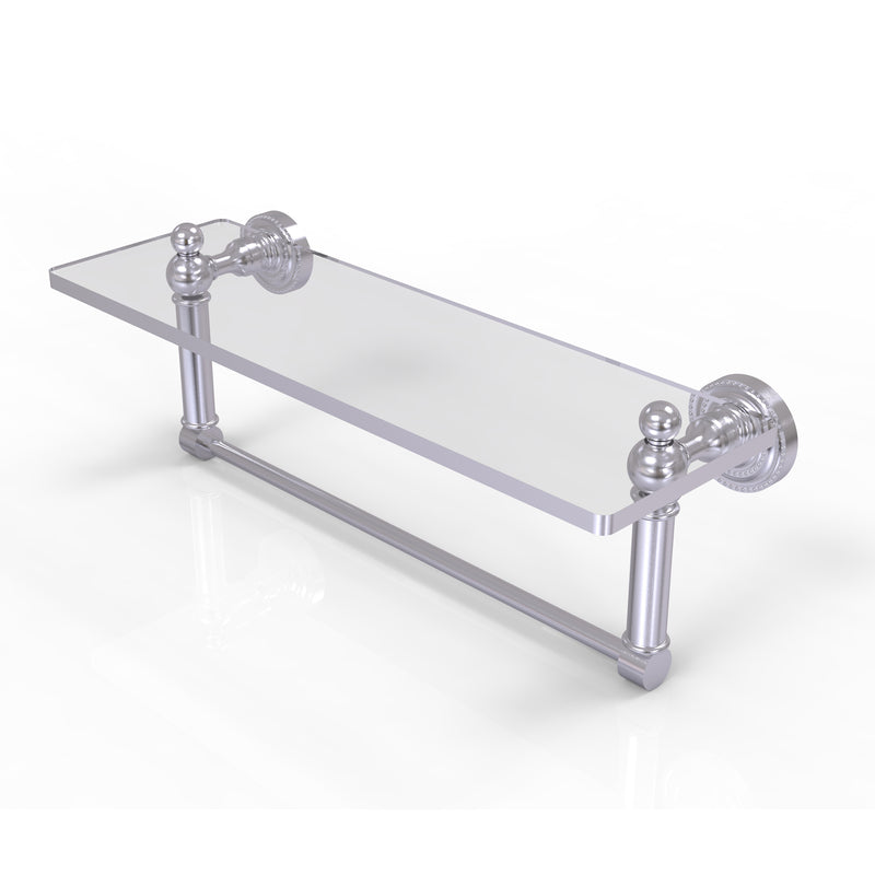 Allied Brass Dottingham 16 Inch Glass Vanity Shelf with Integrated Towel Bar DT-1TB-16-SCH