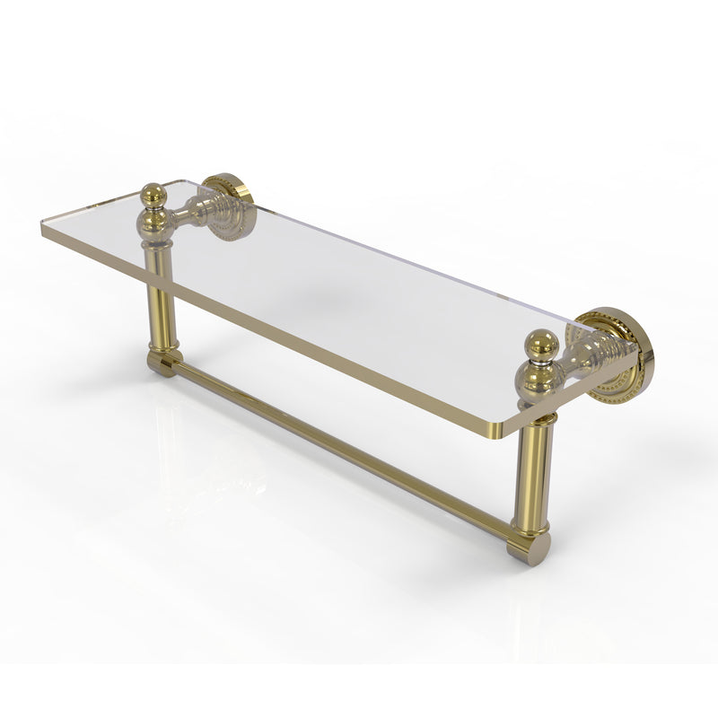 Allied Brass Dottingham 16 Inch Glass Vanity Shelf with Integrated Towel Bar DT-1TB-16-UNL